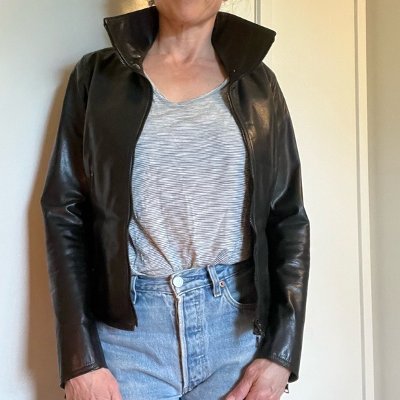 M0851 Black Fitted Leather Jacket - Picture 13 of 14